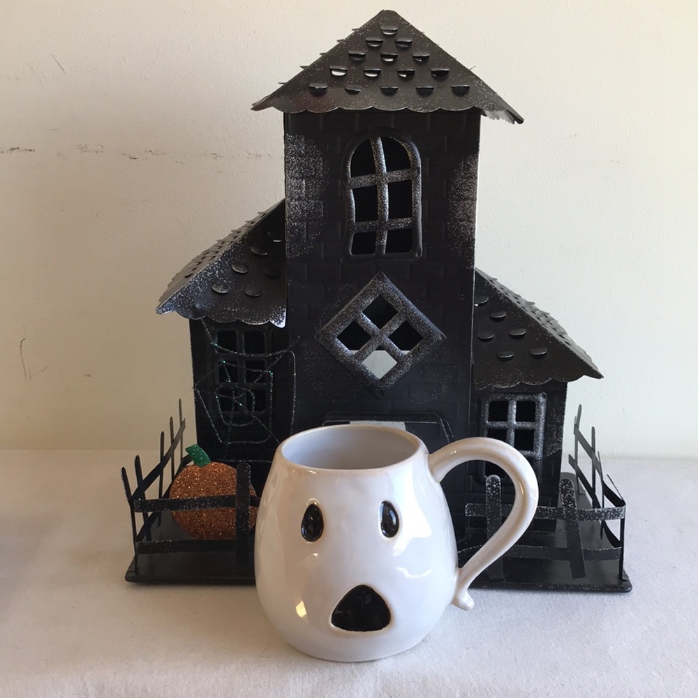 Pottery Barn First Edition ghost mug white Earthenware Halloween ghost ceramic